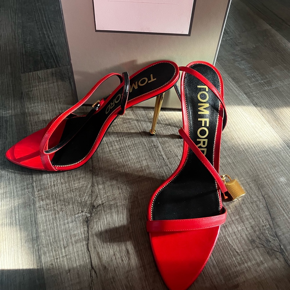 Tom Ford Red Strappy Heels - Picture 3 of 10